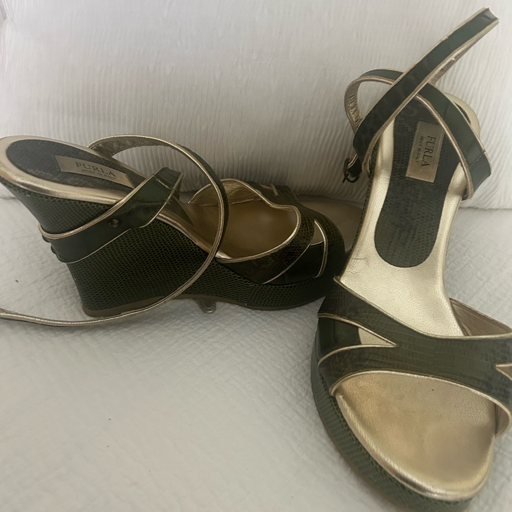 Olive Green FURLA wedges